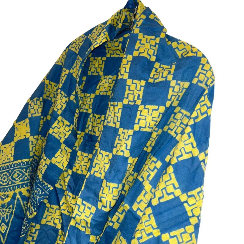 FANTASTIC colors blue yellow butterfly multi print cotton pareo wrap sca…